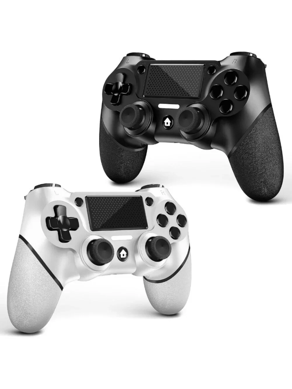 Wireless PS4 Controller 2 Pack with Non-Slip Grip & USB-C Cable - Black/White